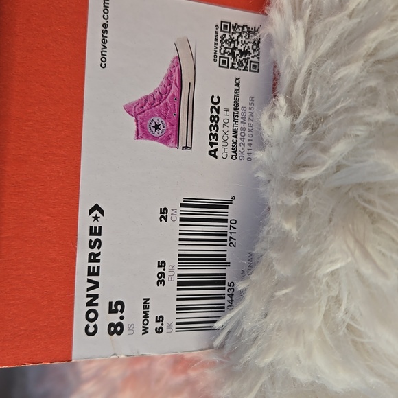 Converse Faux Fur Chuck 70 High Amethyst Size Womens 8.5 - Picture 6 of 6